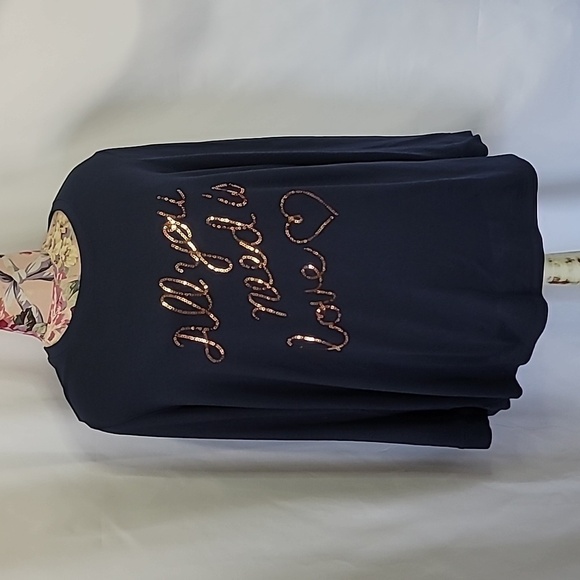 George Tops - FREE with Purchase GEORGE Rose Gold Sequin Text All you need is love Knit